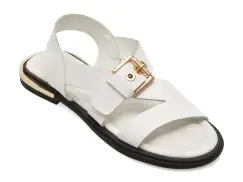 Sandale GOLD DEER albe, 458015, din piele naturala imagine