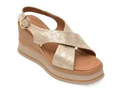 Sandale GOLD DEER aurii, 22087, din piele naturala imagine