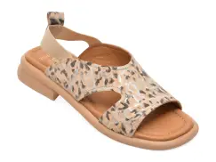 Sandale GOLD DEER bej, 22026, din piele naturala imagine