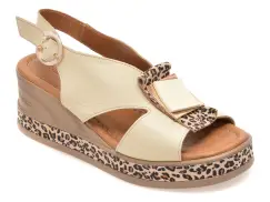 Sandale GOLD DEER bej, 22070, din piele naturala imagine