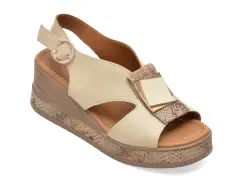 Sandale GOLD DEER bej, 22070, din piele naturala imagine