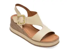 Sandale GOLD DEER bej, 22071, din piele naturala imagine