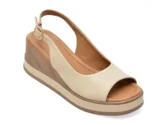 Sandale GOLD DEER bej, 22072, din piele naturala imagine