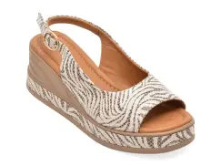 Sandale GOLD DEER bej, 22072, din piele naturala imagine