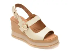 Sandale GOLD DEER bej, 22086, din piele naturala imagine