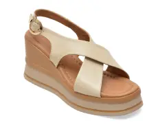 Sandale GOLD DEER bej, 22087, din piele naturala imagine