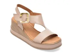 Sandale GOLD DEER gri, 22071, din piele naturala imagine