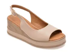 Sandale GOLD DEER gri, 22072, din piele naturala imagine