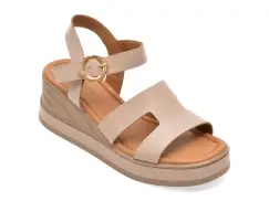 Sandale GOLD DEER gri, 22075, din piele naturala imagine