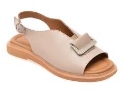 Sandale GOLD DEER gri, 22077, din piele naturala imagine