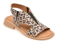 Sandale GOLD DEER maro, 22025, din piele naturala imagine