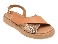Sandale GOLD DEER maro, 22043, din piele naturala imagine