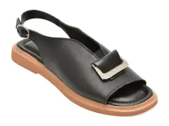 Sandale GOLD DEER negre, 2201, din piele naturala imagine