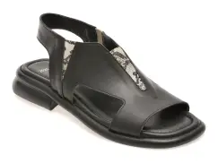 Sandale GOLD DEER negre, 22025, din piele naturala imagine