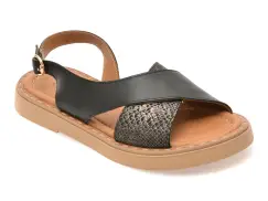Sandale GOLD DEER negre, 22043, din piele naturala imagine