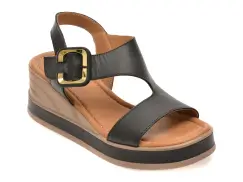 Sandale GOLD DEER negre, 22071, din piele naturala imagine