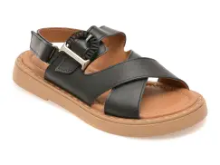 Sandale GOLD DEER negre, 22082, din piele naturala imagine