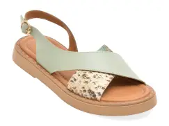 Sandale GOLD DEER verzi, 22043, din piele naturala imagine