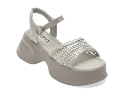 Sandale GRYXX argintii, 550886, din piele ecologica imagine