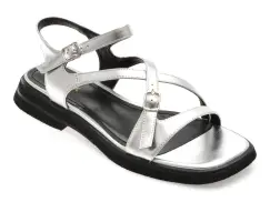 Sandale GRYXX argintii, A129, din piele naturala imagine