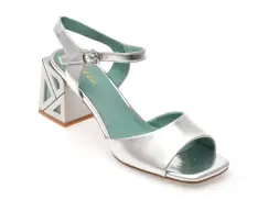 Sandale GRYXX argintii, A36, din piele naturala imagine