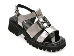 Sandale GRYXX argintii, H58, din piele naturala imagine