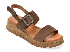 Sandale GRYXX maro, 5710, din piele intoarsa imagine