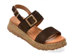 Sandale GRYXX maro, 5710, din piele intoarsa imagine