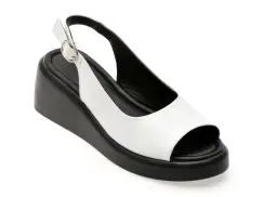 Sandale IMAGE albe, 22054, din piele naturala imagine