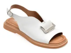 Sandale IMAGE albe, 22077, din piele naturala imagine