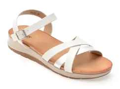 Sandale IMAGE albe, 70423, din piele naturala imagine