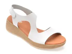 Sandale IMAGE albe, DUSAMBE, din piele naturala imagine