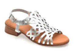 Sandale IMAGE argintii, EVEREST, din piele naturala imagine