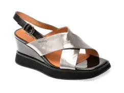 Sandale IMAGE argintii, H65, din piele naturala imagine