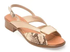 Sandale IMAGE bej, 6020, din piele naturala imagine