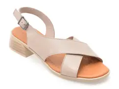 Sandale IMAGE gri, 10202, din piele naturala imagine