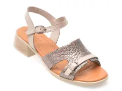 Sandale IMAGE gri, 10209, din piele naturala imagine