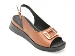 Sandale IMAGE maro, 617K272, din piele naturala imagine