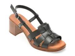 Sandale IMAGE negre, 13117, din piele naturala imagine