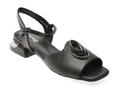 Sandale IMAGE negre, 201508, din piele naturala imagine