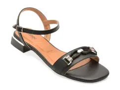 Sandale IMAGE negre, 250602, din piele naturala imagine