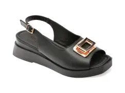 Sandale IMAGE negre, 617K272, din piele naturala imagine