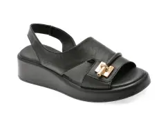 Sandale IMAGE negre, 901960, din piele naturala imagine