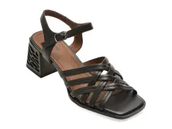 Sandale IMAGE negre, A515, din piele naturala imagine