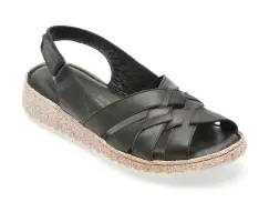 Sandale KELIK negre, EV4001, din piele naturala imagine