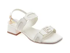Sandale LAURA BIAGIOTTI albe, 9027, din piele ecologica imagine