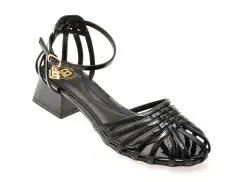 Sandale LAURA BIAGIOTTI negre, 9031, din piele ecologica imagine