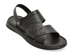 Sandale OTTER negre, 25286, din piele naturala imagine