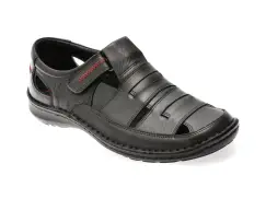 Sandale OTTER negre, 9562, din piele naturala imagine