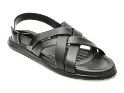 Sandale OTTER negre, AL2402, din piele naturala imagine